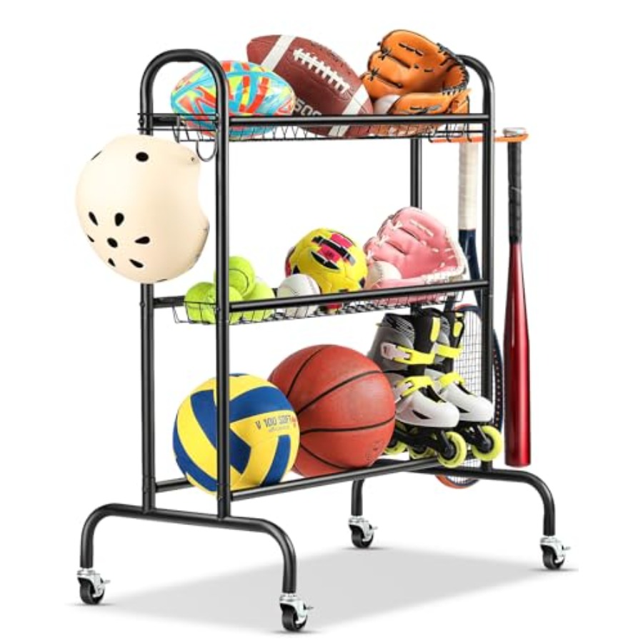 Sports Equipment Rack - Basketball Rack Rolling Basketball Shooting Training
